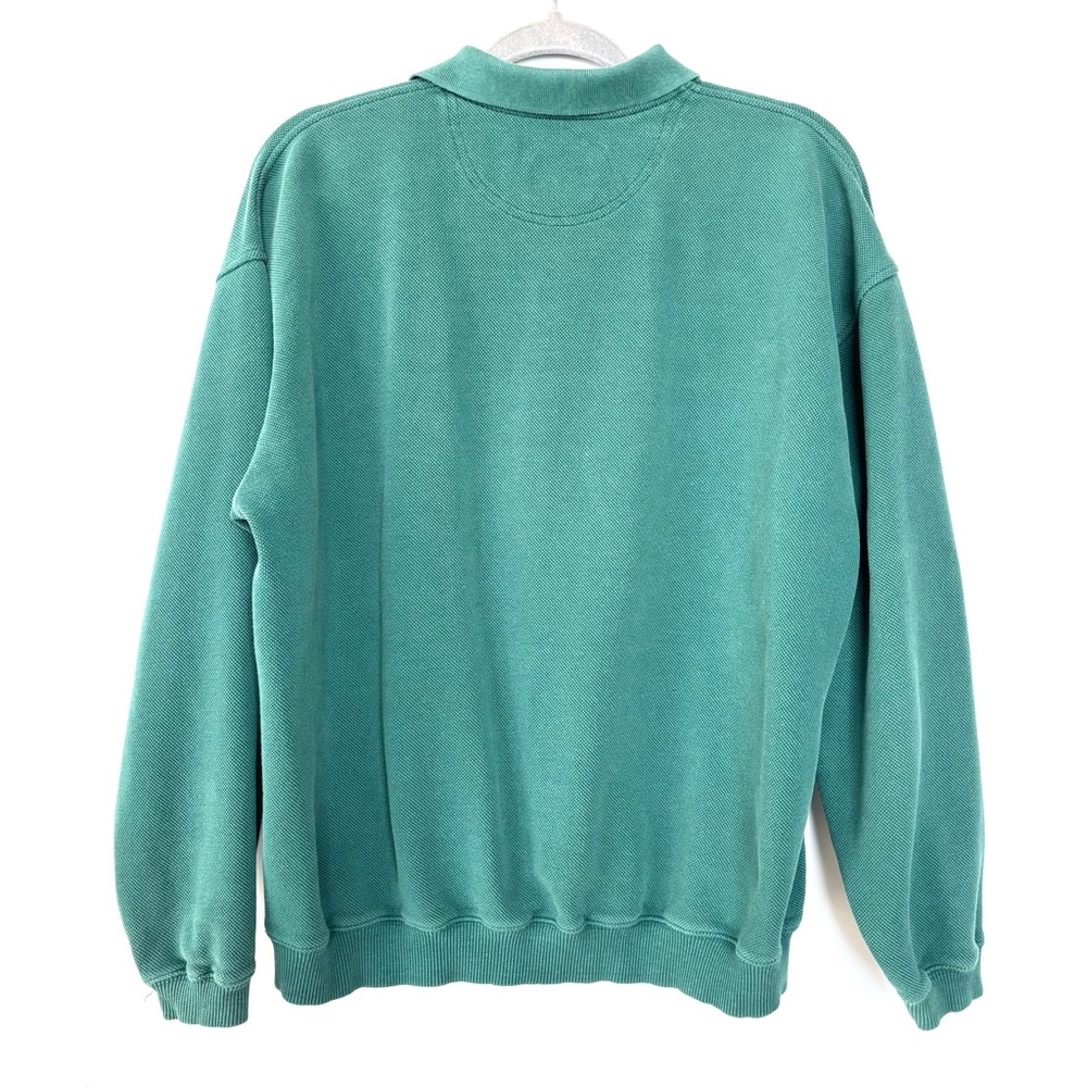 Vintage 90’s Levi’s Dockers Long Sleeve Green Cotton Pique Polo Rugby Pullover M - Picture 2 of 8
